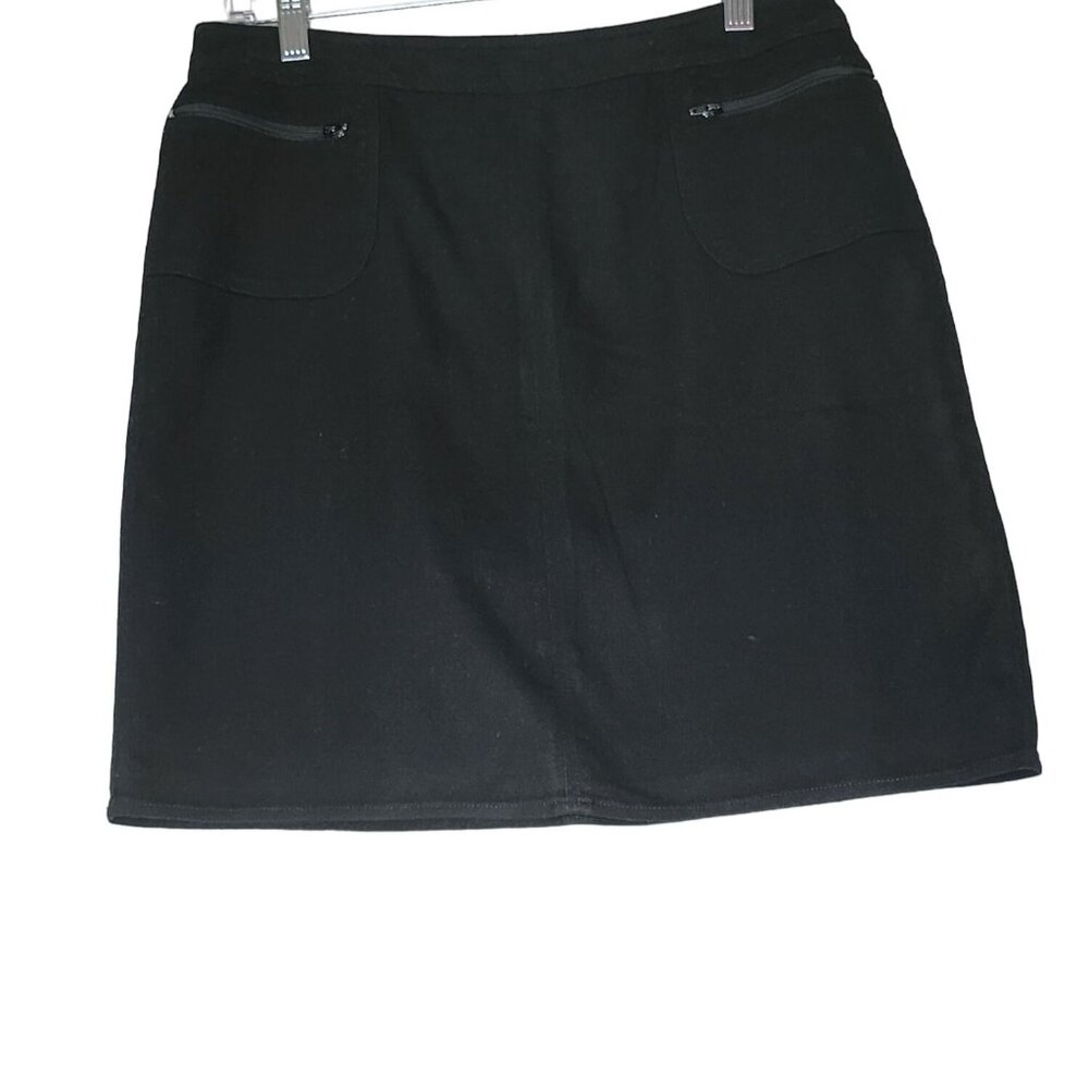 Worthington Black Lined Mini Skirt with‎ Zippered Pockets in front Size 8